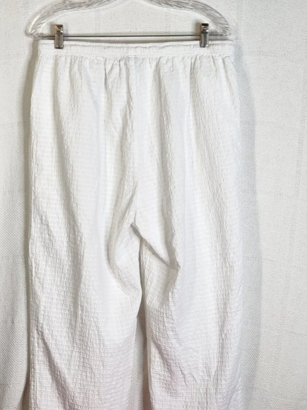 Focus Casual White Preshrunk Cotton Seersucker Drawstring Elastic Waist Pants XL - Picture 11 of 16